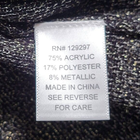 Iman Black Metallic Long Sleeve Tie Front Cardigan Sz XS - Picture 6 of 11